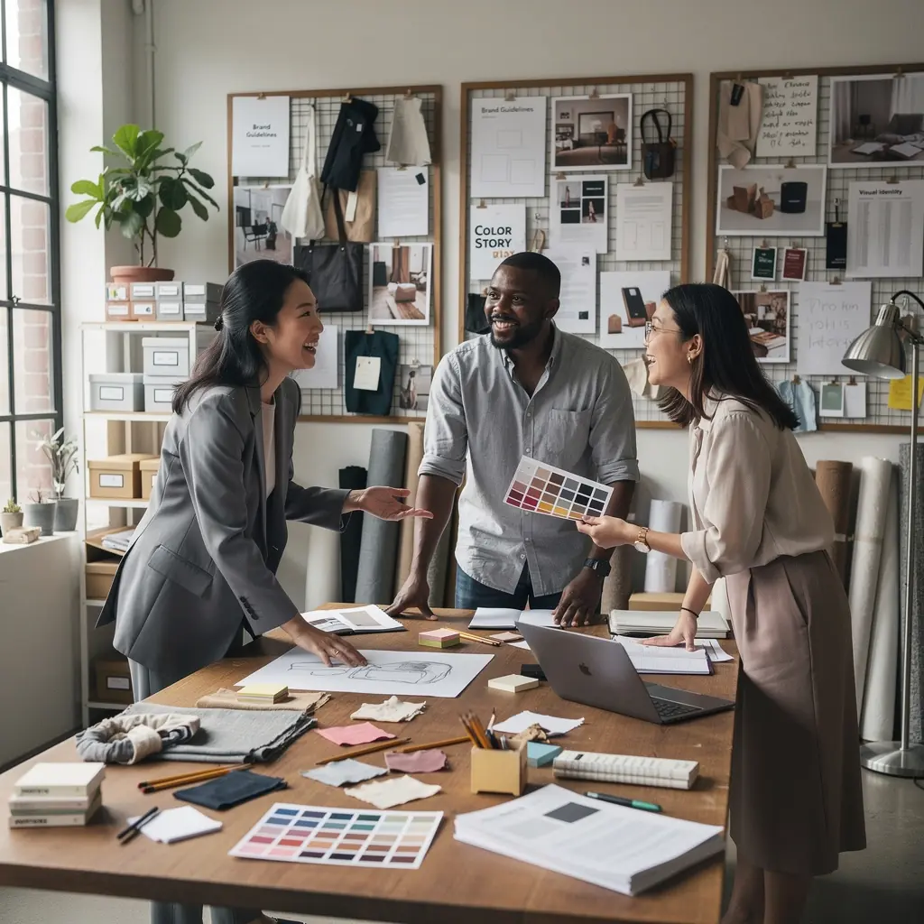 Зона для встреч с современным дизайном и оригинальными деталями.