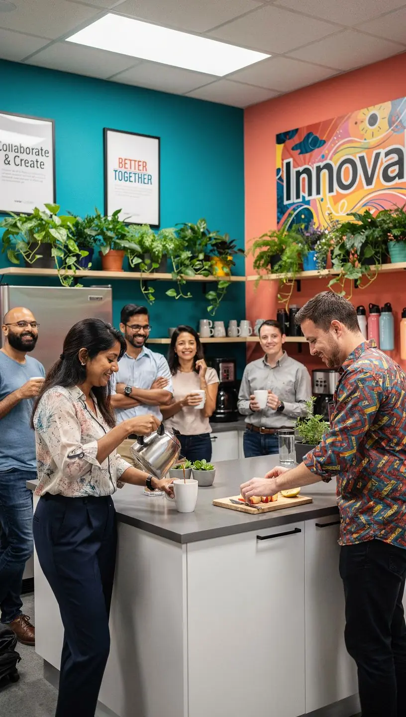 Просторное рабочее пространство с удобными зонами для отдыха.