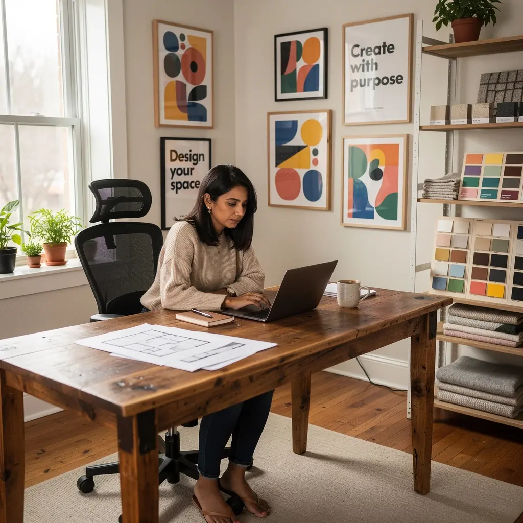 Рабочее место с эргономичной мебелью и минималистичным стилем.